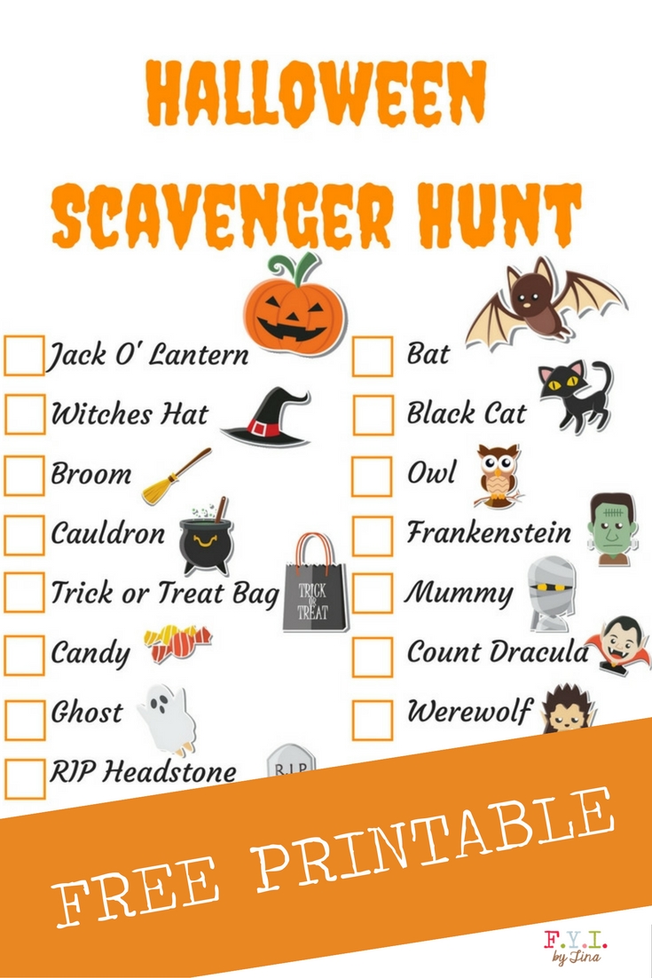 Halloween Scavenger Hunt - Free Printable • FYI by Tina