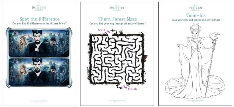 MALEFICENT Free Printable Activity & Coloring Sheets