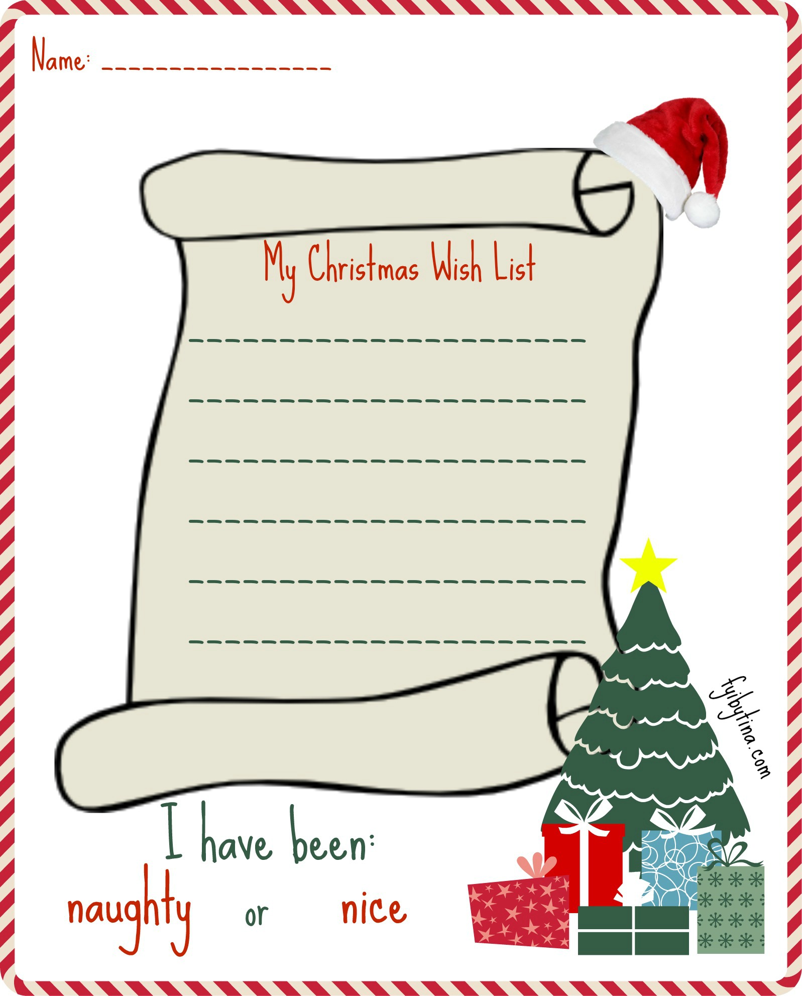 Printable My Christmas Wish List for Santa