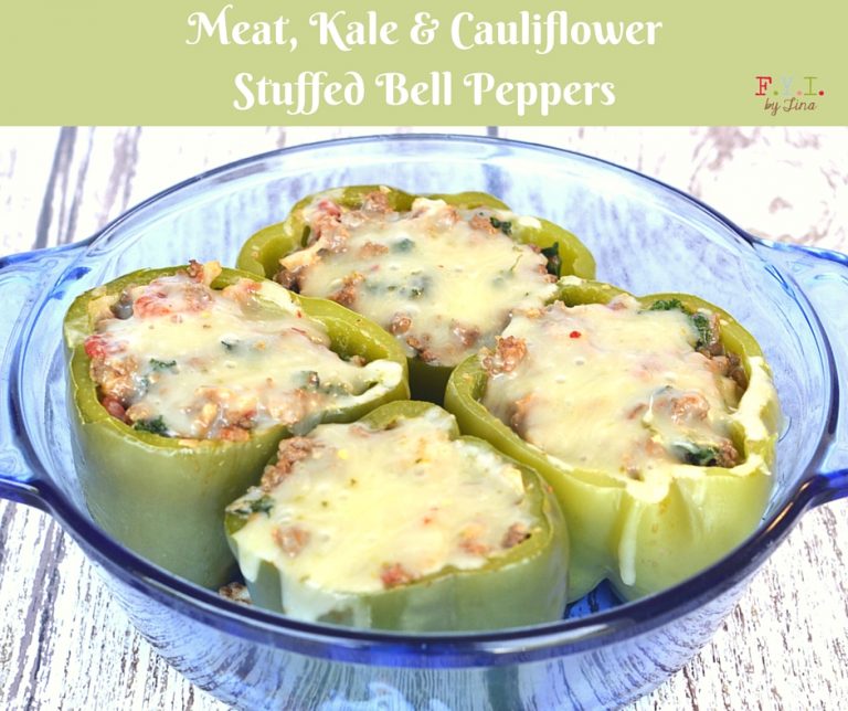 Bell Peppers Stuffed with Meat, Kale, & Cauliflower Recipe • FYI by Tina