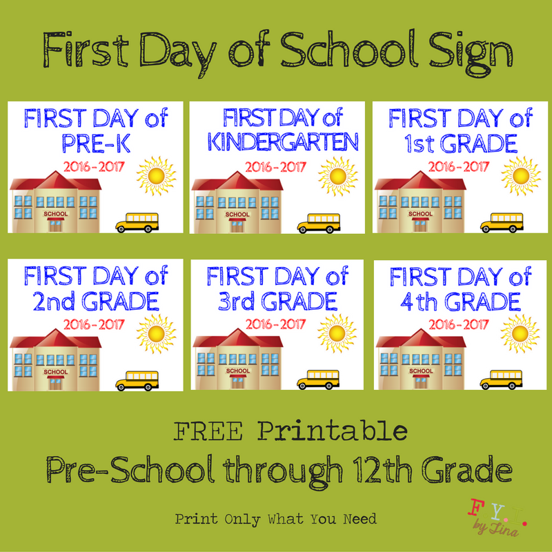 Free Printable- First Day of School Sign 2016-2017 School Year