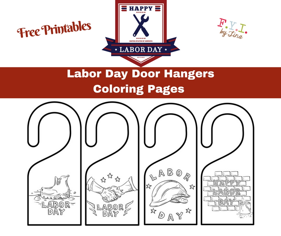 Labor Day Door Hangers Coloring Pages - Free Printable