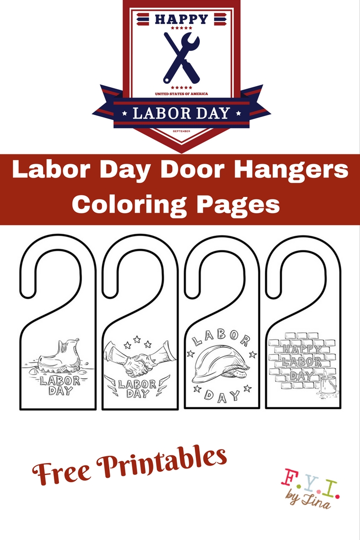 Labor Day Door Hangers Coloring Pages Free Printables