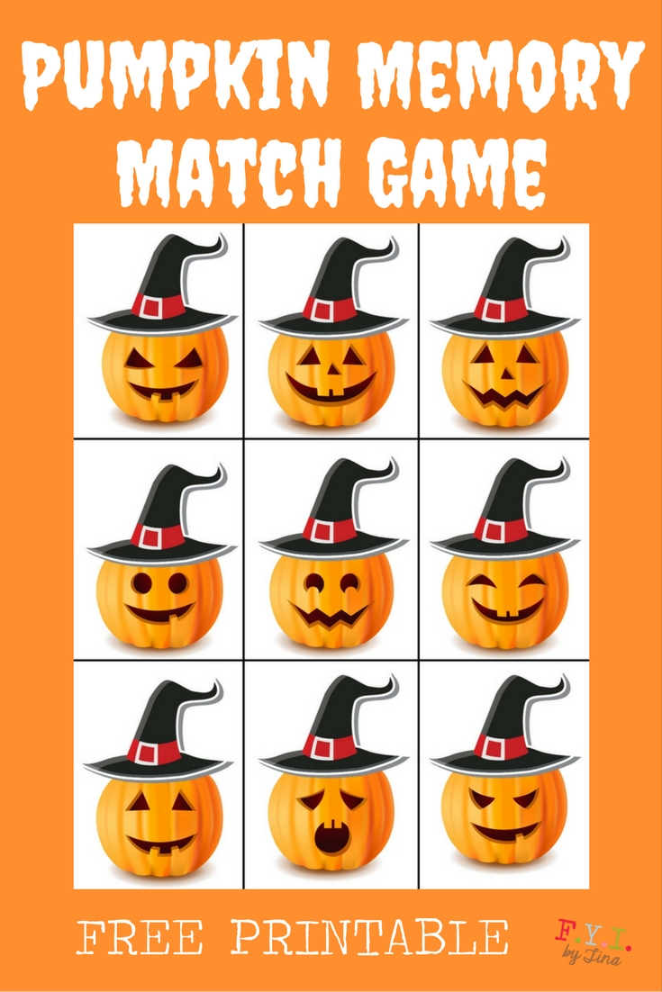 Pumpkin Memory Matching Game - Free Printable