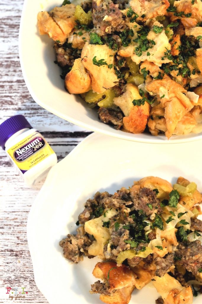 Spicy Slow Cooker Sausage Stuffing • FYI by Tina